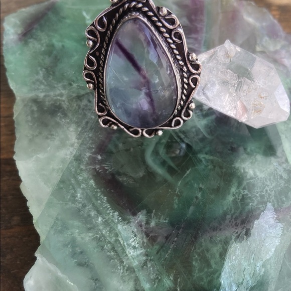 Alquimia Jewelry - HUGE FLUORITE STERLING SILVER RING